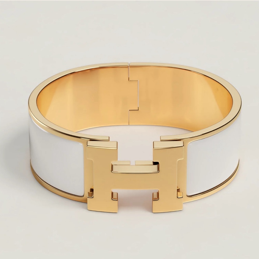 Hermes CLIC CLACH BRACELET white and gold